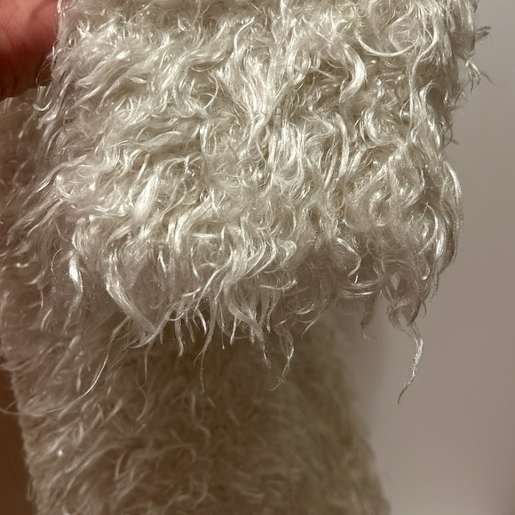 Side effects LA 90’s Glam Creamy White Fuzzy Sweater Jacket Women’s Medium - Picture 5 of 11